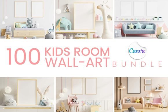 Download 100 Canva Kids Room Wall Art Mockup Pack - Kids room wall art Collection